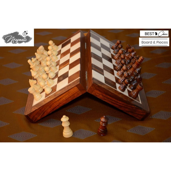 CHESS Wooden Handcrafted Foldable Magnetic Chess Board Set 