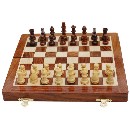 CHESS Wooden Handcrafted Foldable Magnetic Chess Board Set 