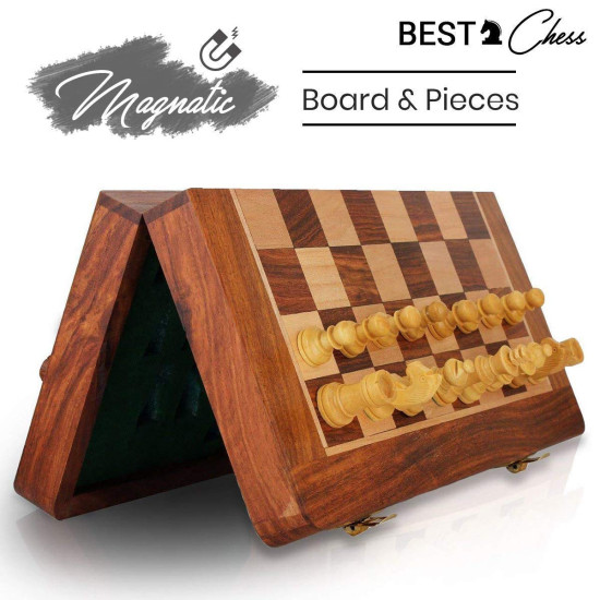 CHESS Wooden Handcrafted Foldable Magnetic Chess Board Set 