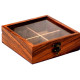 Handmade Wooden Spice Box with 4 Partitions & Spoon 