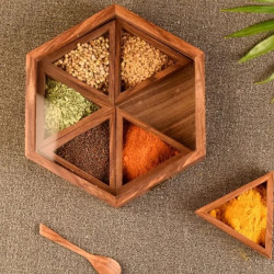 KARAFT WILA Wooden Hexagon Spice Box for Spice Storage