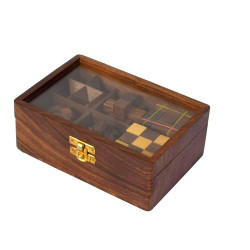 WIGANO Wooden Six In One Puzzle Game Set