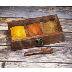 Zyntix Masala Box Wooden Table Top Masala Dabba Containers Jars 