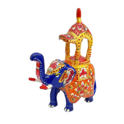 Rajasthani Meenakari Work Metal Elephant 